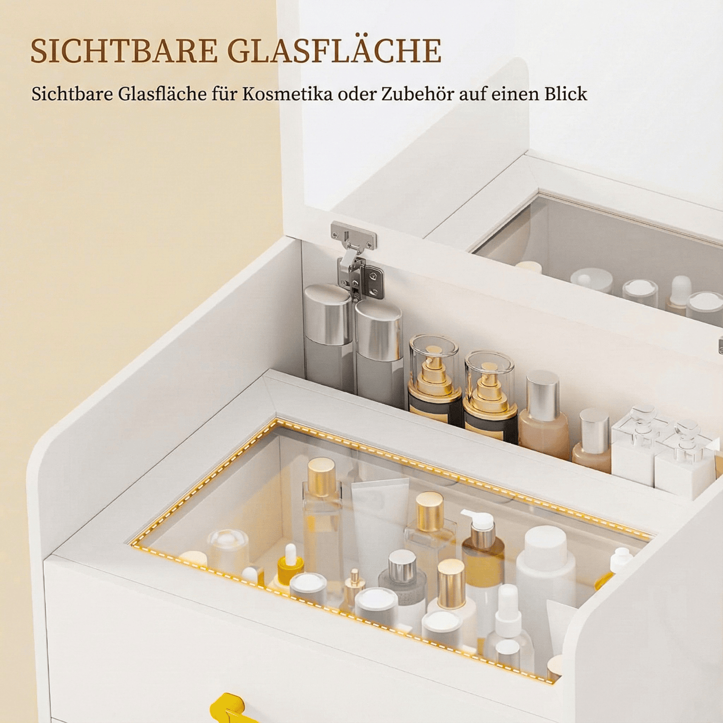 3-in-1 Schminktisch mit Klappspiegel & Stauraum