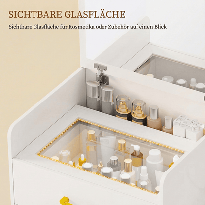3-in-1 Schminktisch mit Klappspiegel & Stauraum
