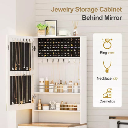 3-in-1 Schminktisch mit LED-Spiegel und Hocker